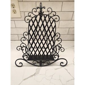 Black Metal Scrollwork Cookbook Stand Recipe Book Holder Kitchen Counter Display